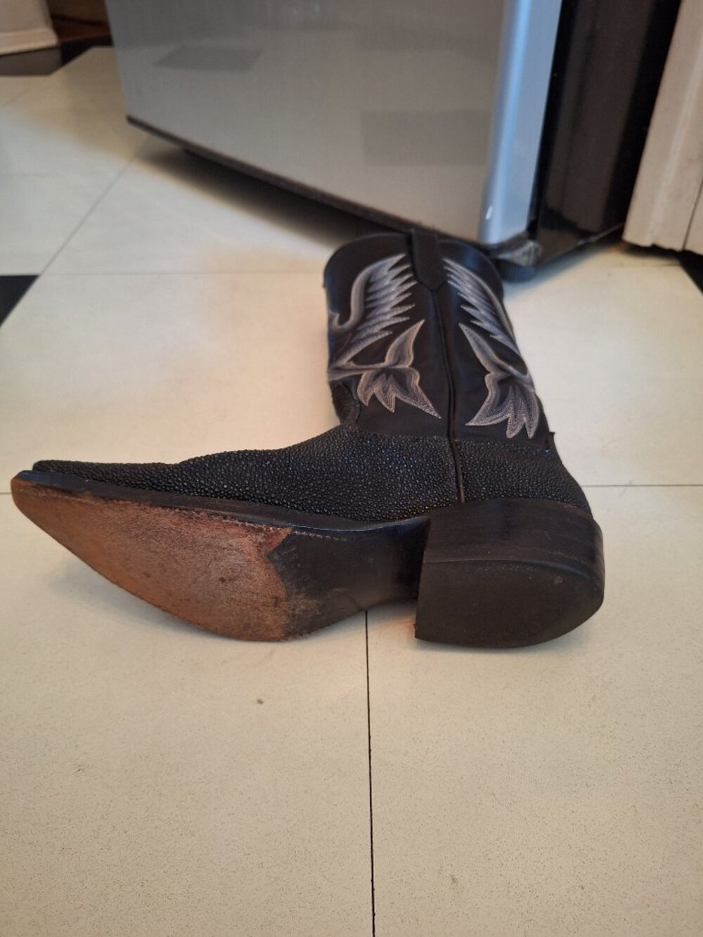 Rios of Mercedes Hand Made Black Stingray Cowboy Boots - Picture 4 of 5